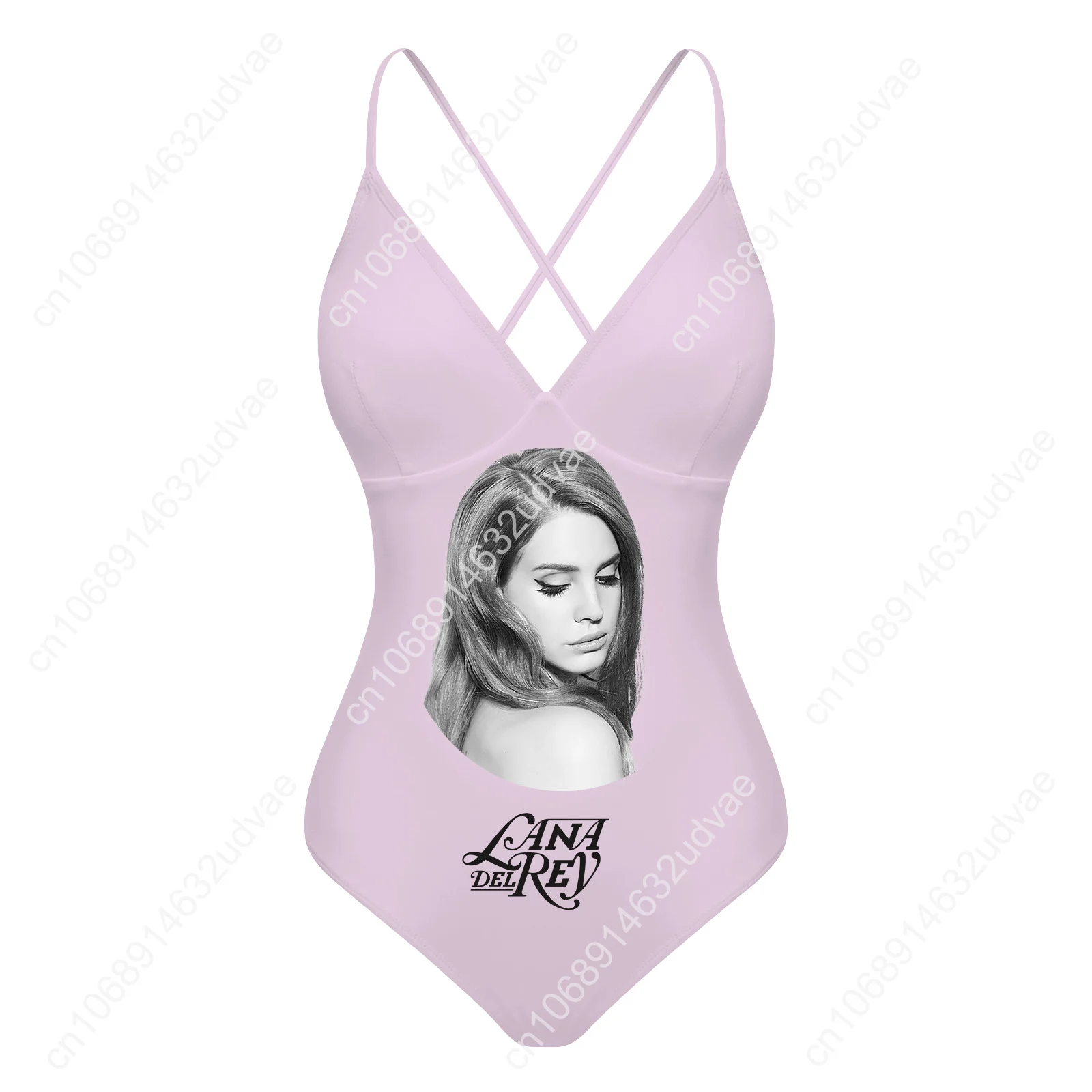 Lana Del Rey Singer V-neck Halter Back Swimsuit Womens Bathing Suits Custom Bikini Pool Party Sexy Swimwear Tailored Beachwear