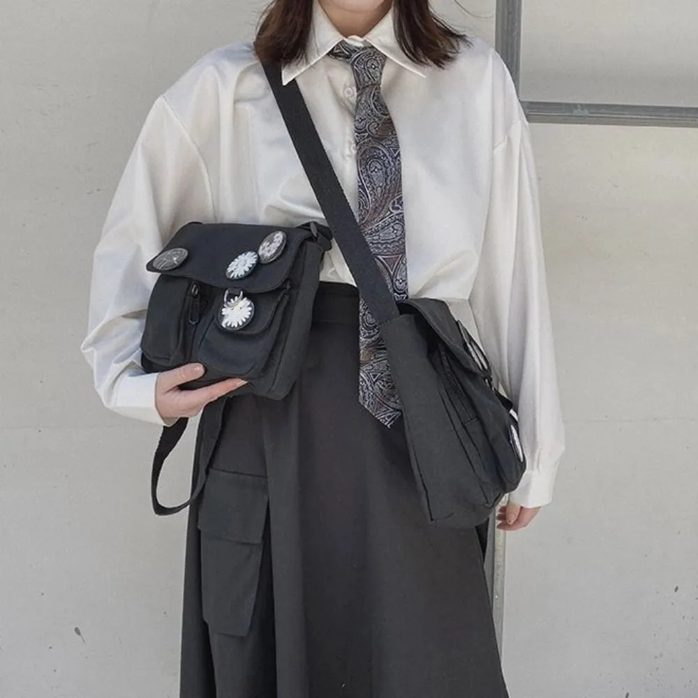 

Portable Korean Style Square Message Bag Causal Large Capacity Nylon Crossbody Bag Solid Color Sports Shoulder Bag Outdoor