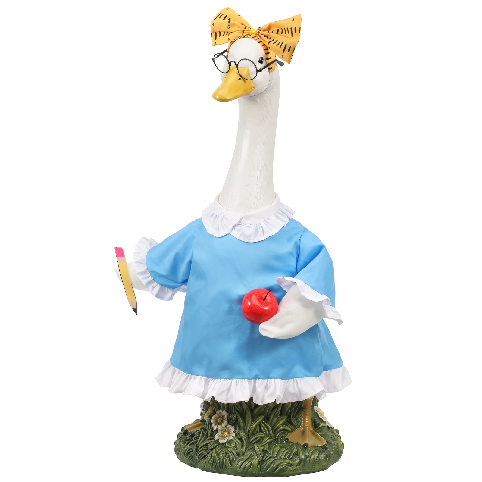 Teacher Goose Costume Wear Resistant Porch Goose Outfit Easy Dressing 23 Inch Goose Statue Clothes for School Garden Yard Decor