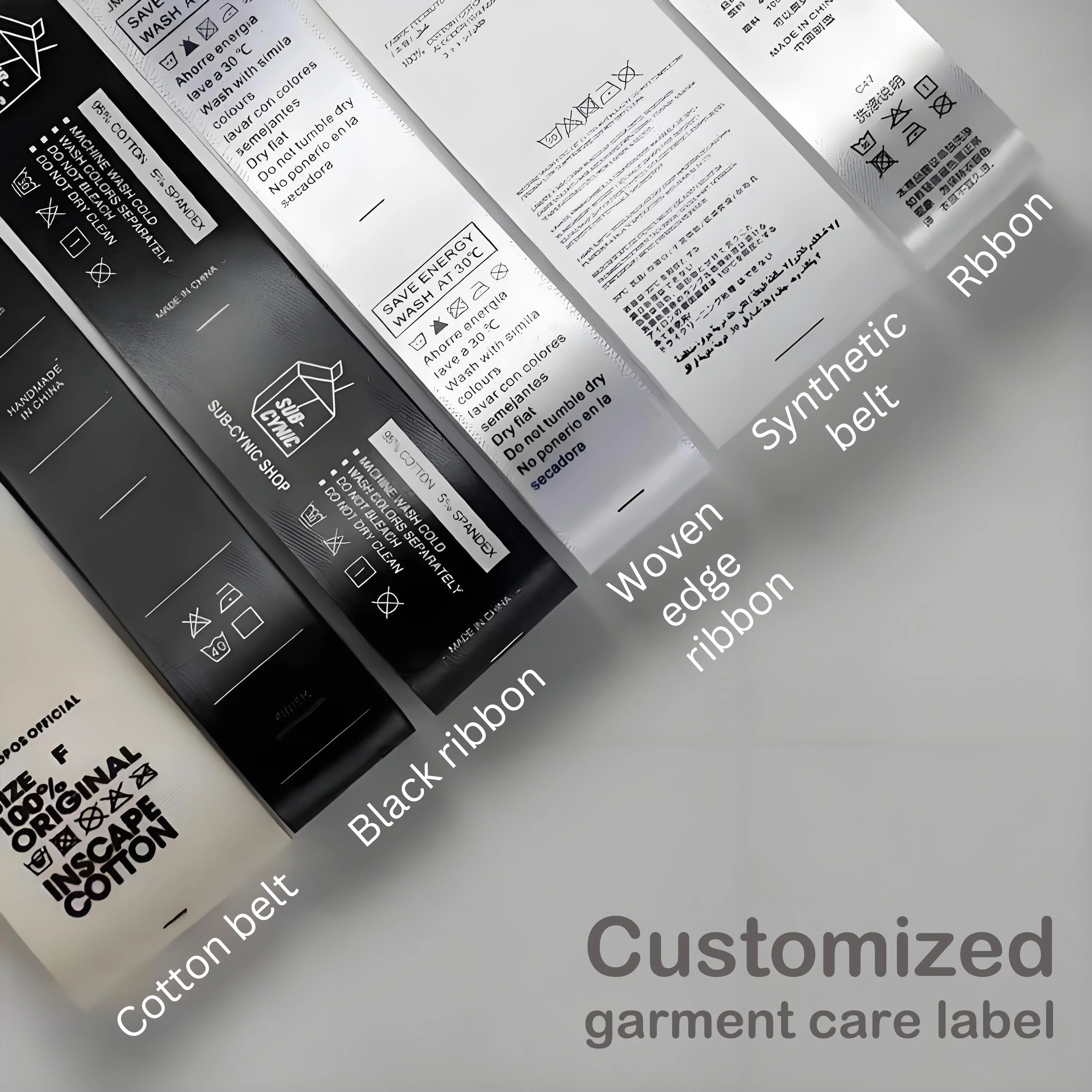 Custom Satin Washing Care Labels - Personalized Garment Tags with Wash Instructions, High Quality Sewing Labels for Clothing