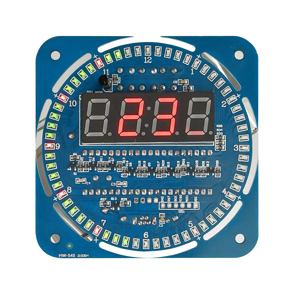 DIY Rotating Digital LED Display Module Alarm Electronic Digital Clock Kit 51 SCM Learning Board 5V DS1302