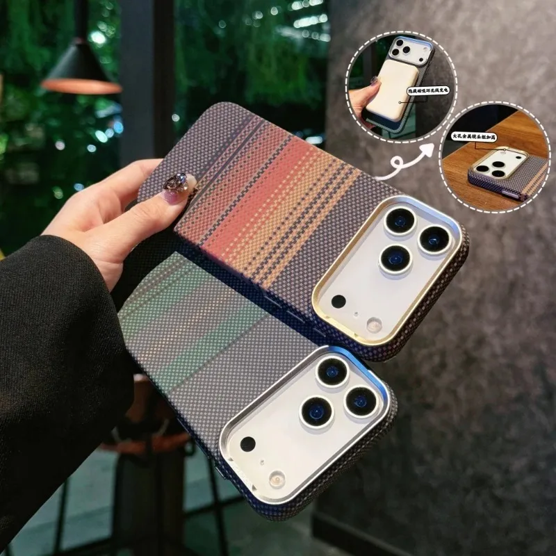 Case For iPhone 18 17 16 Pro Max iPhone Air Luxury Carbon Fiber Texture Hard PC Anti-drop Protection Cover For iPhone 18 Pro Max