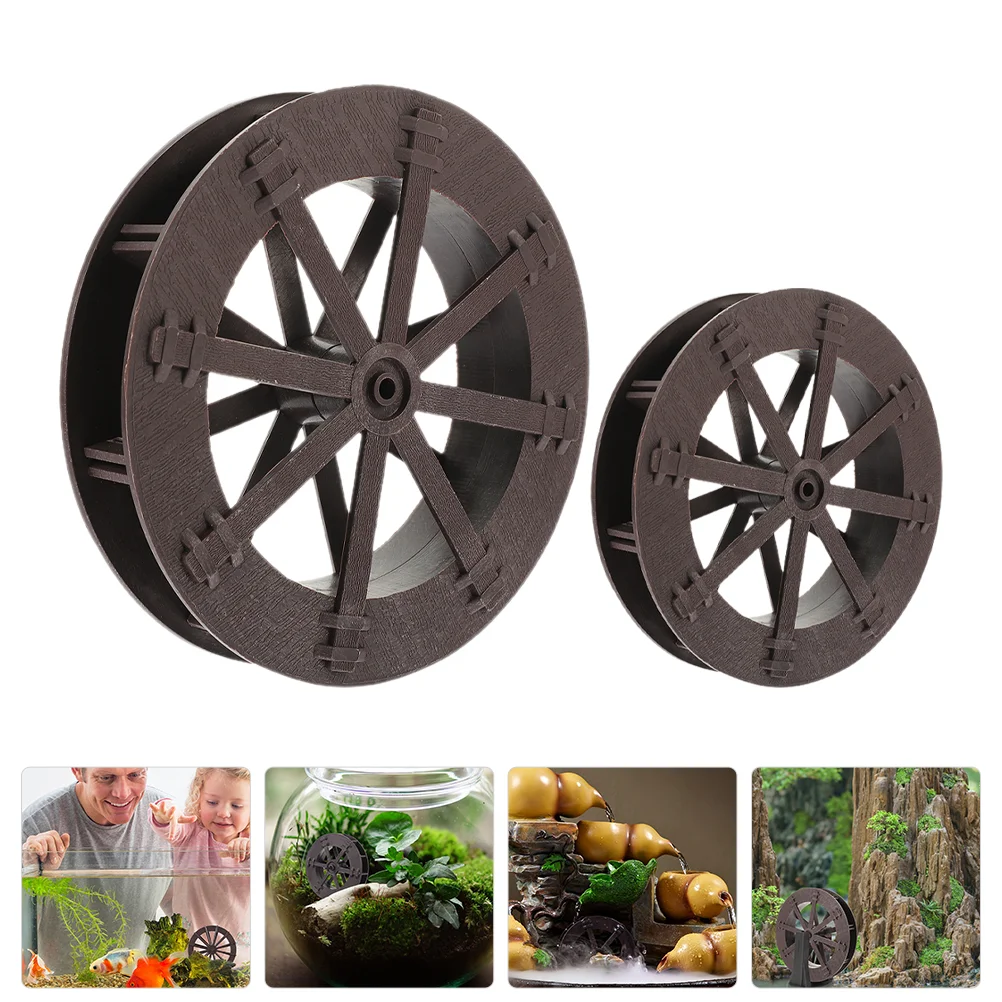 

2Pcs Tabletop Water Fountain Wheel Replacement Fortune Wheel DIY Scene Layout Wheel fish tank water wheel