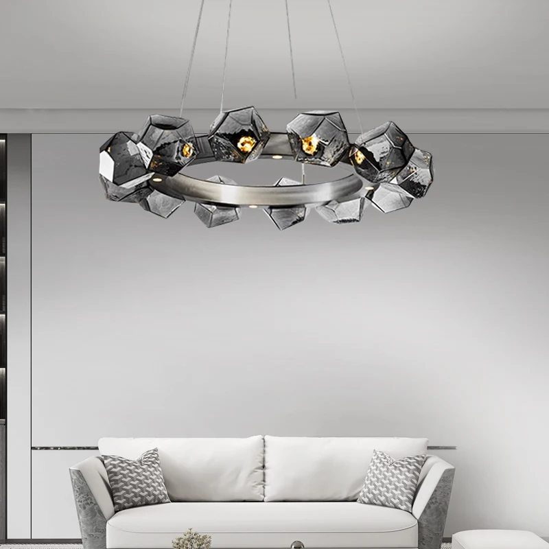 Chandelier Modern For Living Room. Ice Cube Style Postmodern Blown Glass Pendant Light Restaurant Chandelier.