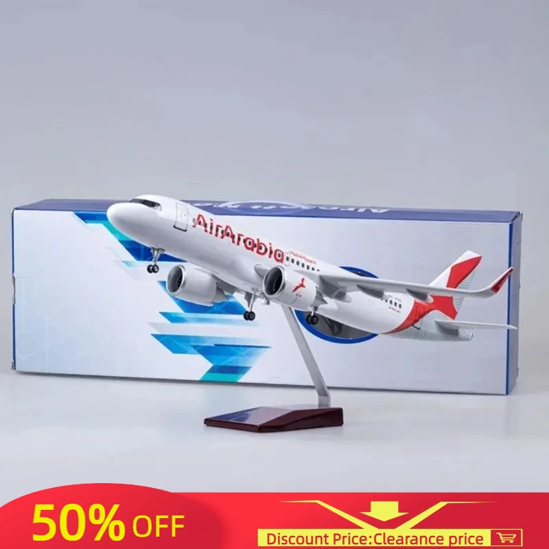 Scale A320 Diecast Resin 47CM 1:80 Model AirArabia Airlines Airbus Plane Plane With Light And Wheel Airplane Collection Display