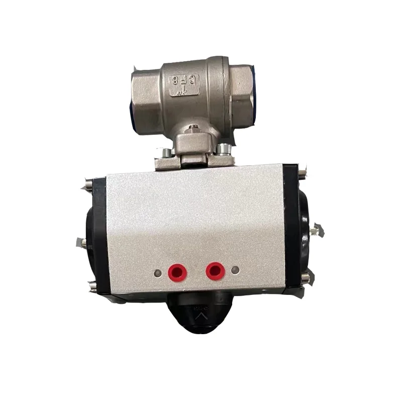 SS304 Three-Piece Threaded Pneumatic Ball Valve 3-Way Ball Valve water Control Valve Pneumatic Actuator