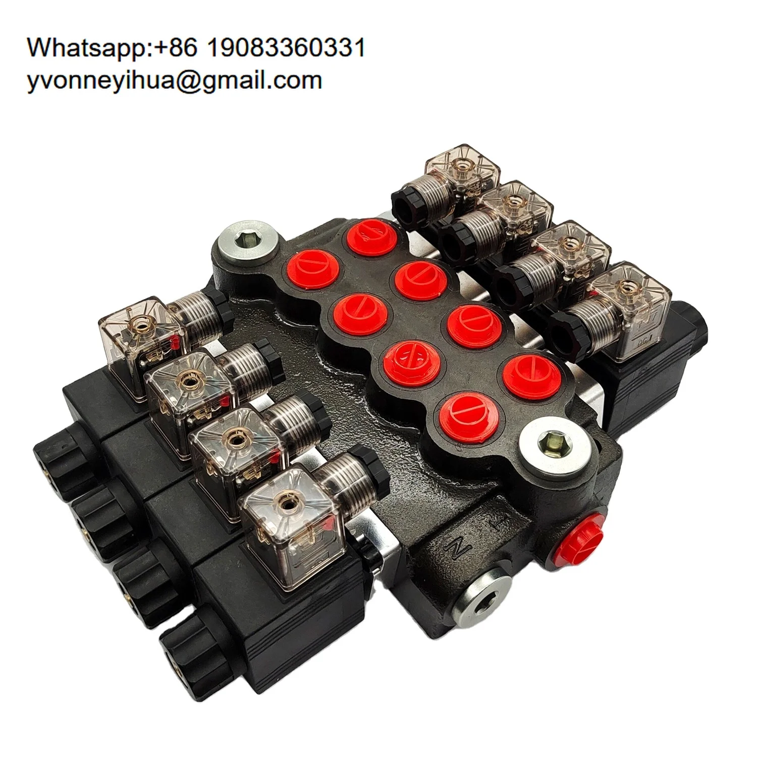 Hy-Waloil 12v 24v DC Z50 13 GPM 4 Spool Solenoid Hydraulic Monoblock Directional Control Valve