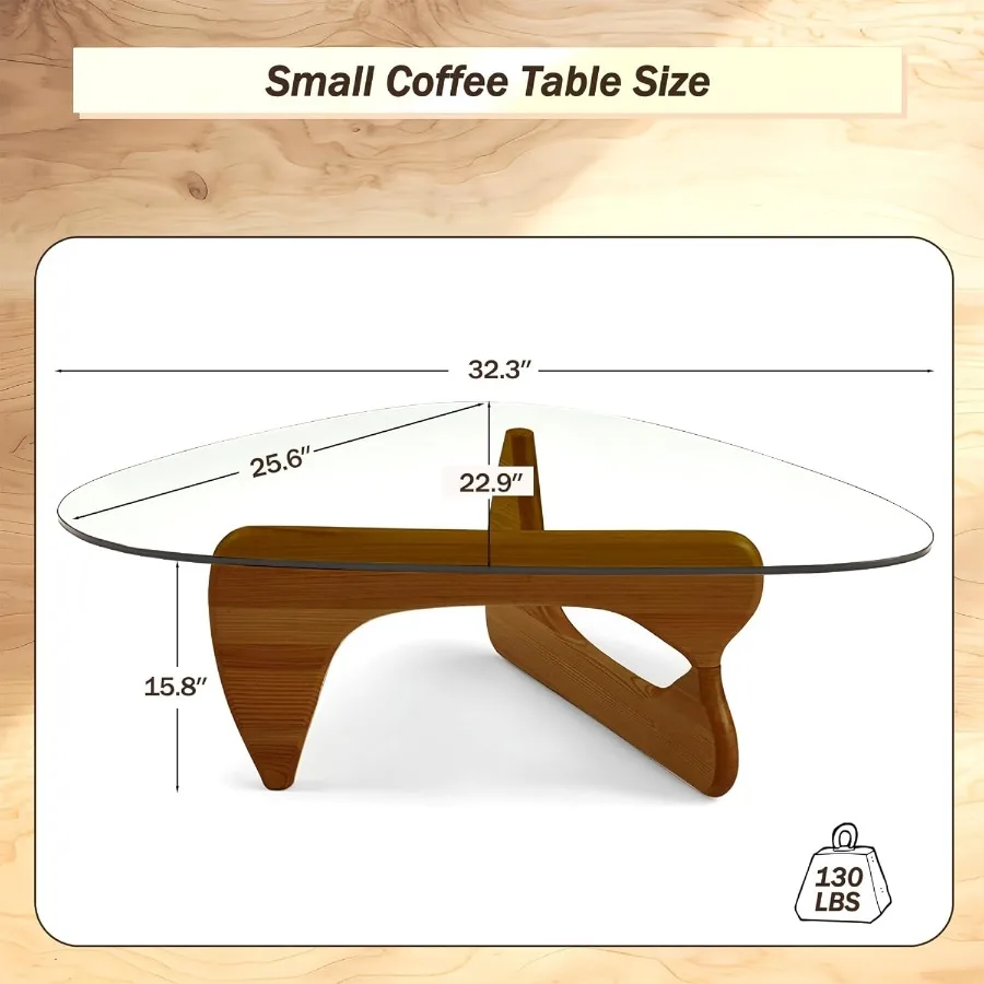 طاولة القهوة الزجاجية الحديثة 32.3D × 25.6W × 15.8HAbstract فريدة من نوعها في منتصف القرن مثلث طاولة مركزية لغرفة المعيشة الحد الأدنى الأوسط