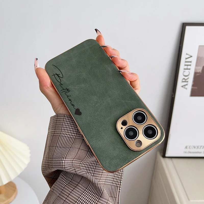 Personalisierte DIY-Hülle mit individuellem Namen für iPhone 18 16 15 14 13 12 Pro Max, luxuriöse Lederhülle mit Lammfell und Metall-Objektivabdeckung, 11 Pro – Detail 10