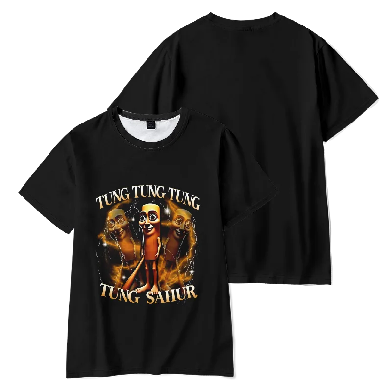 

TUNG TUNG TUNG SAHUR Merch футболка Merch мужская с коротким рукавом женская забавная футболка унисекс топы в стиле Харадзюку