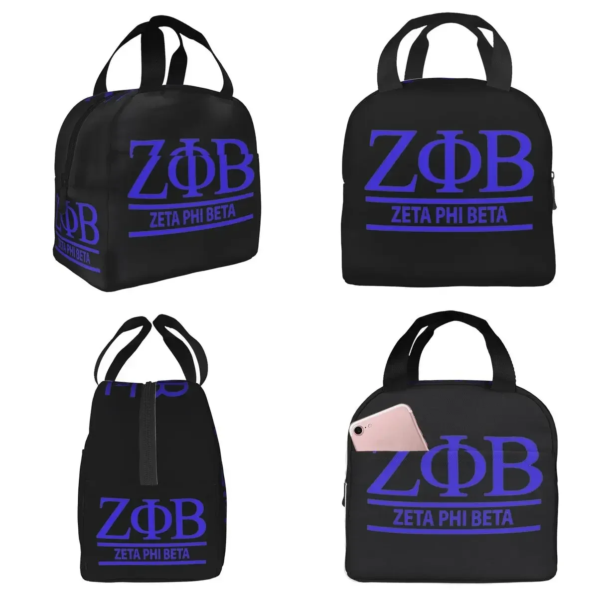 Zeta Phi Beta Greek Letter 1920 ZOB Insulated Lunch Bag for Women Office Cooler Thermal Food Box Tote Lunch Boxes Container