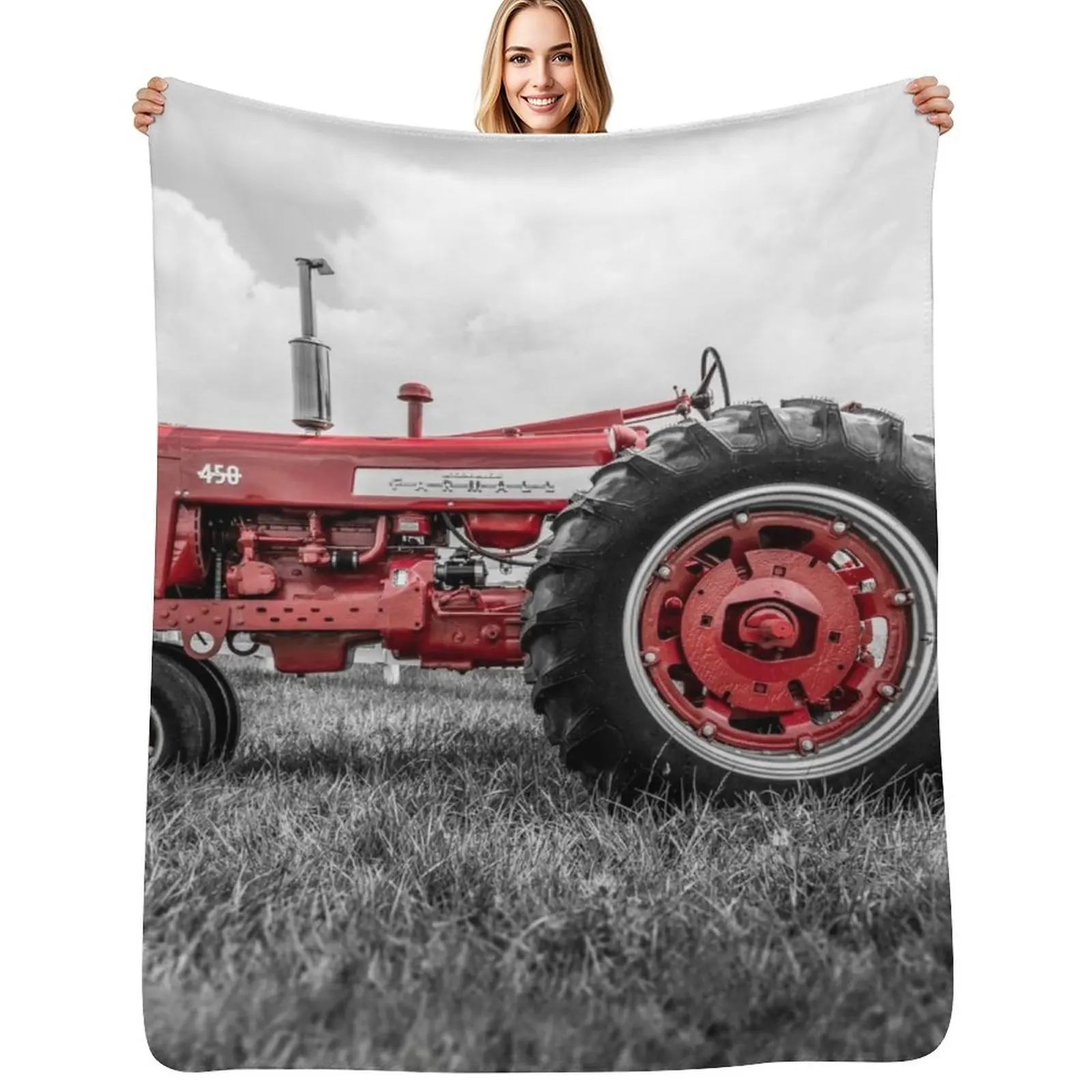 Vintage IH 450 Selective Red Throw Blanket Giant Sofa Single Furry Fashion Sofas for winter Sleeping Bag Blankets