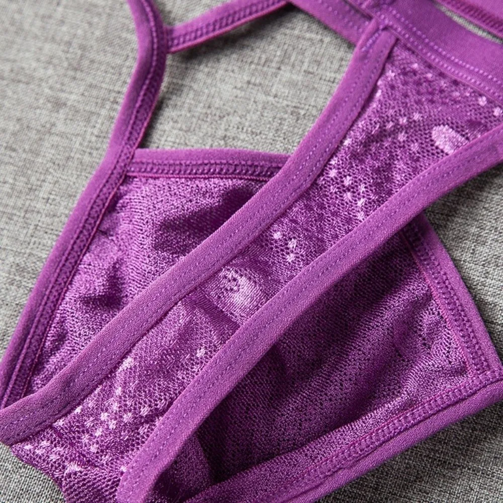 Breathable Low Waist Men Mesh Thongs Thin Strap Solid Color Men's Transparent Panties T-back Lingerie Male Briefs Men