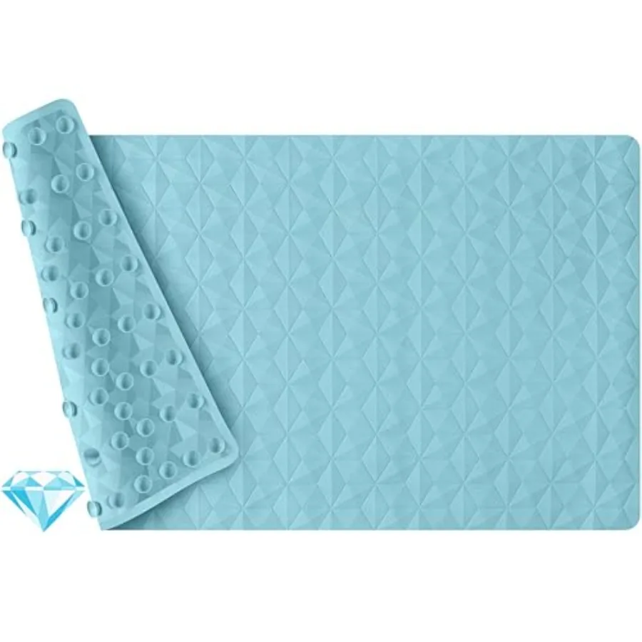 

Non Slip Bathtub Mat for Bath Tub Shower - Natural Rubber Mat with 241 Suction Cups - Soft Bathroom Safety Mat - Unique Diamond
