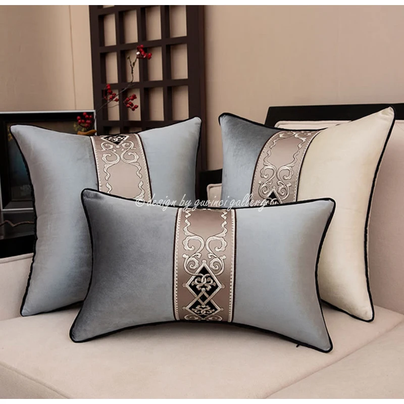 GUVINCI European Nonble Decorative Cushion Cover Richly Ornamented Floral Embroidery Pillow Case Luxury Coussin 45x45cm For Sofa