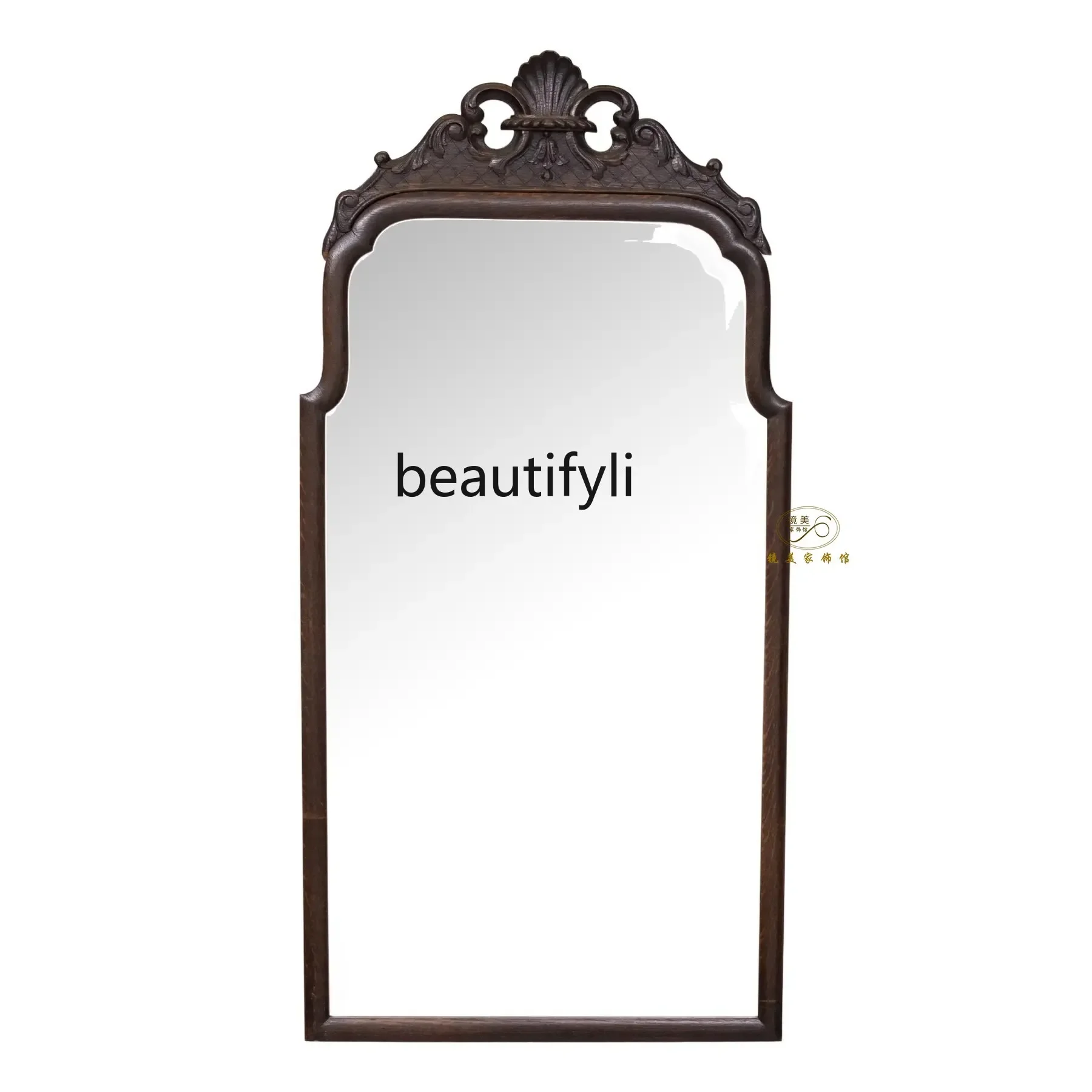 A16 French retro floor-to-ceiling full-length mirror European-style bedroom wall-mounted wooden carved full-length mirror