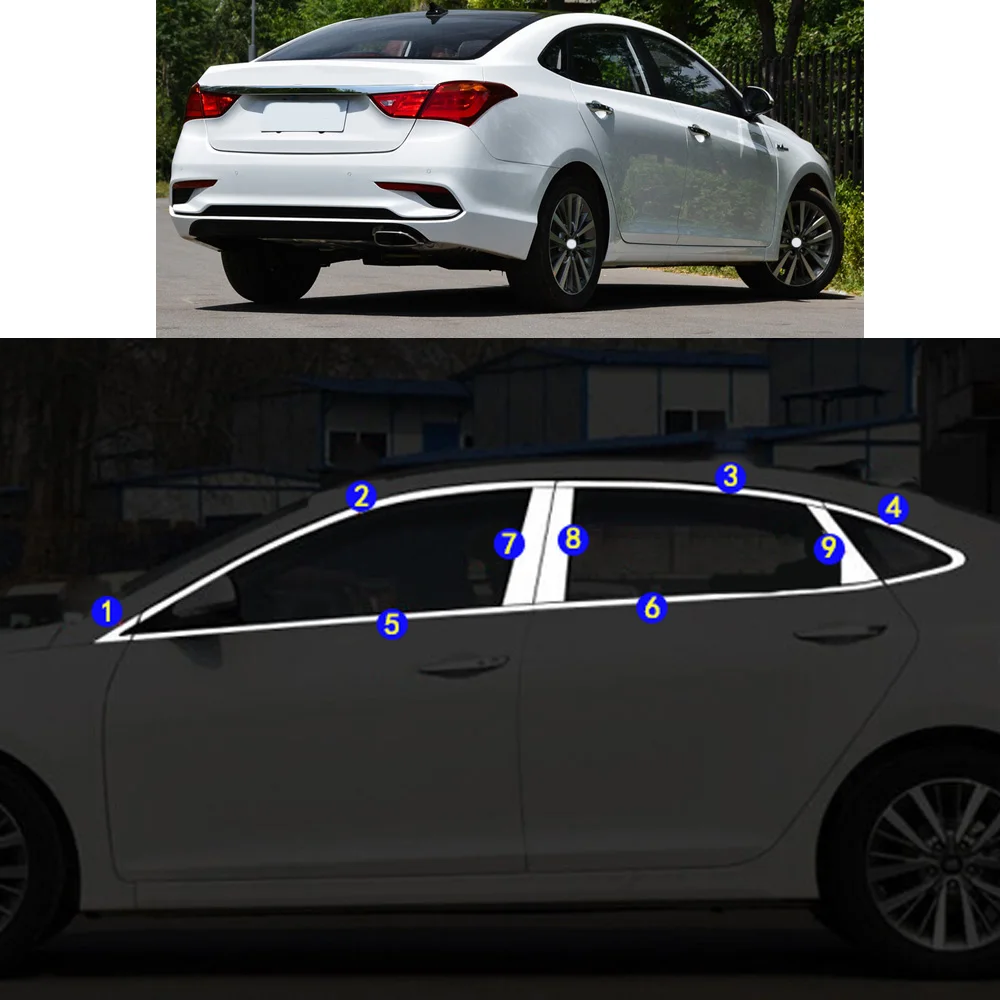 

Car Styling Sticker Garnish Pillar Window Middle Strip Trim Frame Hoods Parts For Hyundai MISTRA 2014 2015 2016 2017 2018 2019