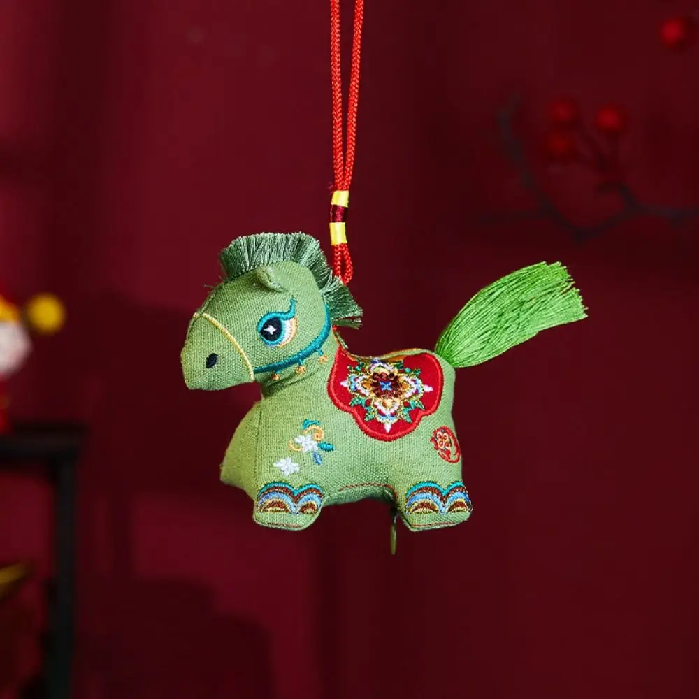 Red Embroidery Mascot Pony Pendant Embroidered Cartoon Bag Horse Hanging Decoration Horse New Year Gift Zodiac Horse Sachet