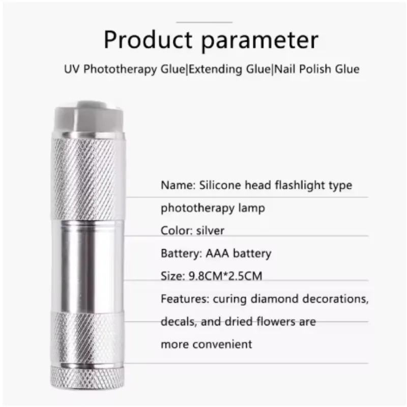 Nieuwe Nail Art UV Mini-zaklamp met Stamper Draagbare siliconen Handheld LED-licht Nagellak Droger Snelle manicurelamp