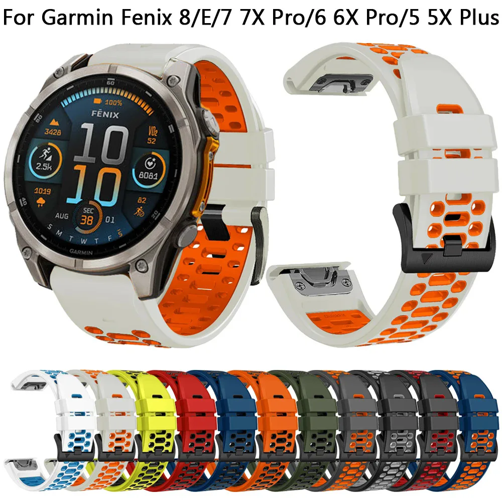 22 26MM Silicone WatchBand Strap For Garmin Fenix 7 7X 6X 6 Pro 5 5X Plus Epix Gen2 Enduro 2 Wrist band QuickFit Release Bracele