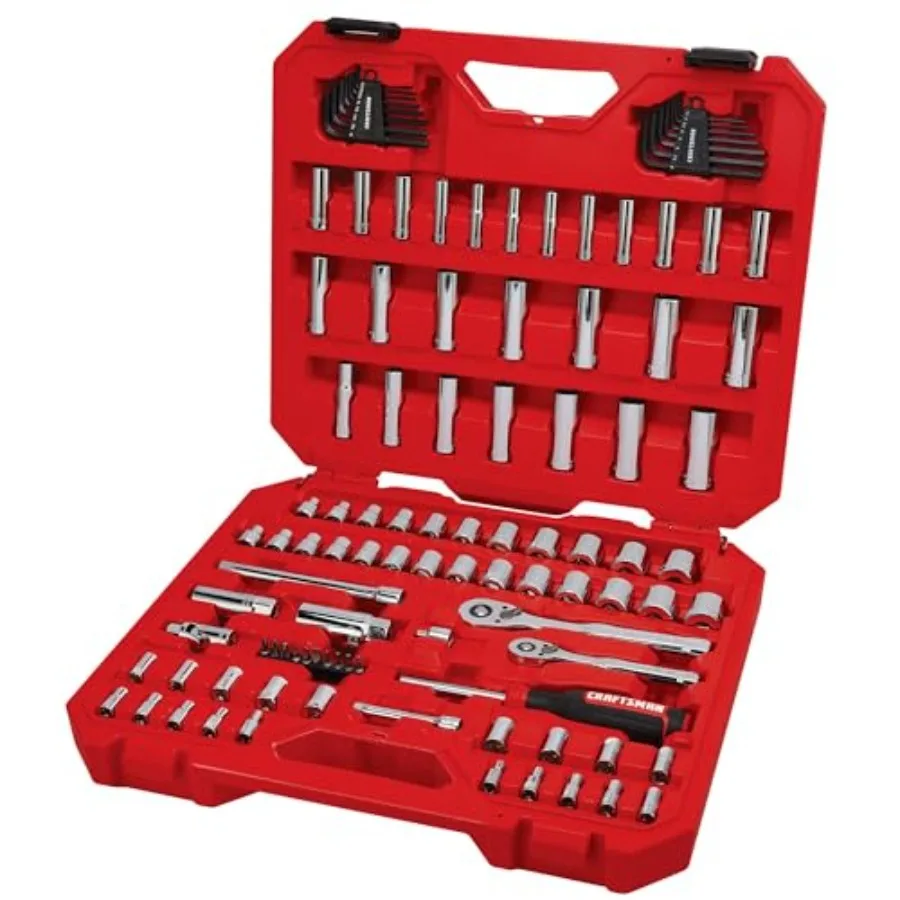 

【Spot goods】Mechanics Tool Set 105 Pcs Standard SAE and Metric with Case 1/4 and 3/8 Inch Drive Car Tool Kit( CMMT12123)
