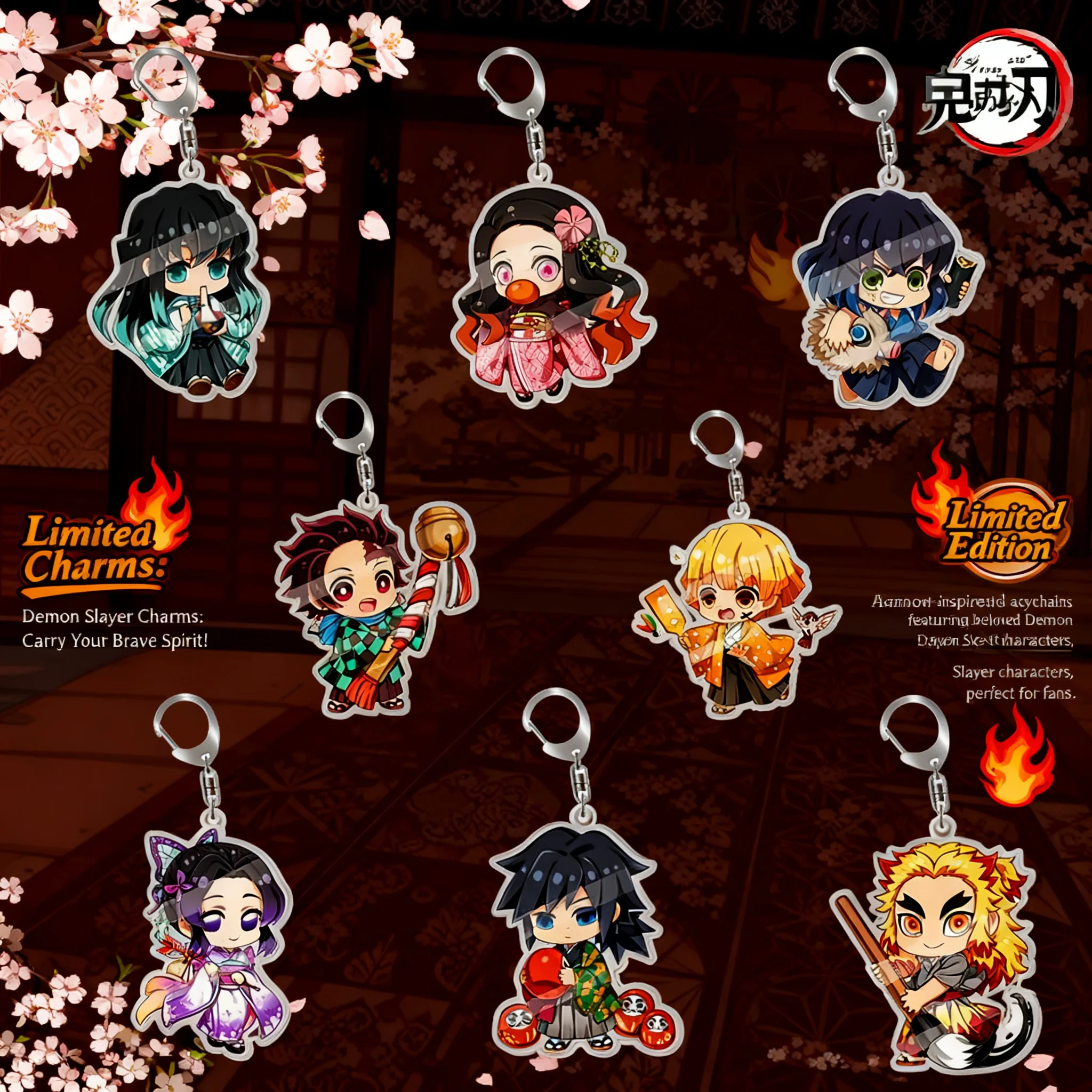 

Demon Slayer Nezuko Kamado Tanjiro Tokito Muichiro Transparent Acrylic Double Sided Keychain Pendant Charm Anime Cosplay Gift