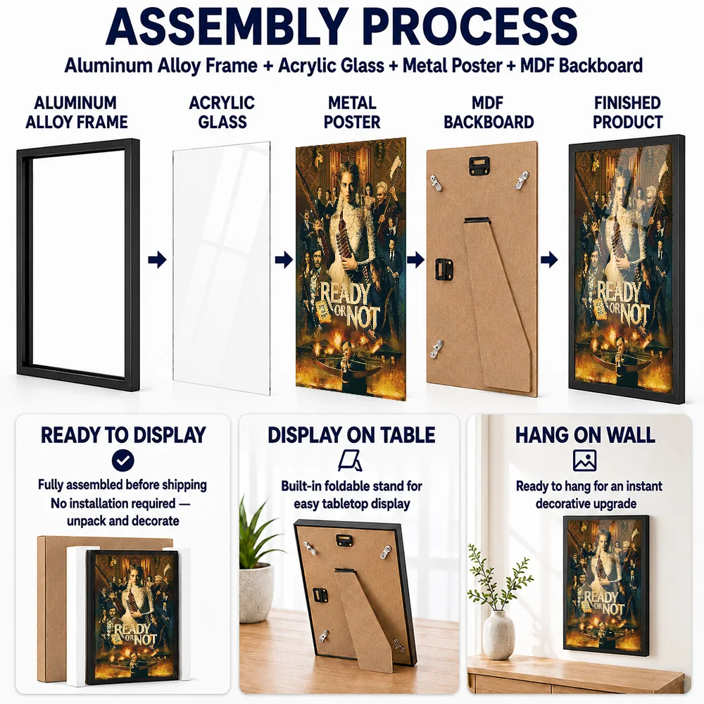 Ready Or Not Movie Framed Aluminum Metal Poster Customized Screen Tribute Wall Art Created For Story Lovers To Style Theater