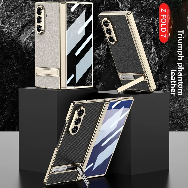 

For Samsung Galaxy Z Fold 7 Case With Glass Film Bracket Protective Cover