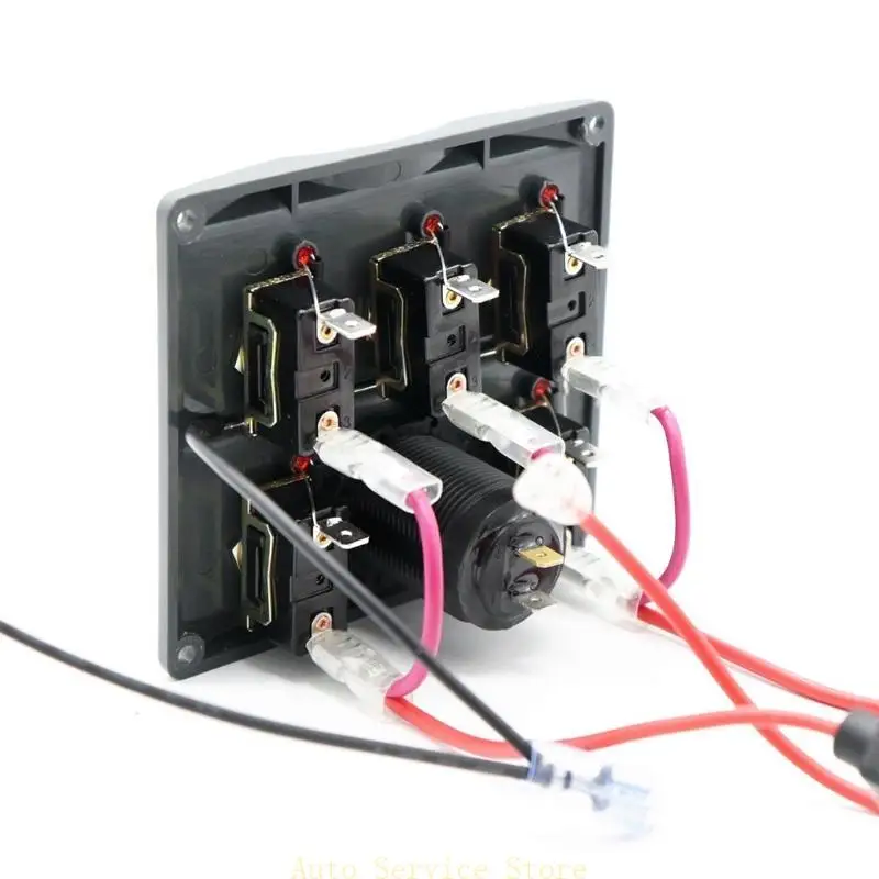 

462A Wearproof Marine Boat Yacht Rocker Switch Panel with 5 Buttons Digital Voltmeter