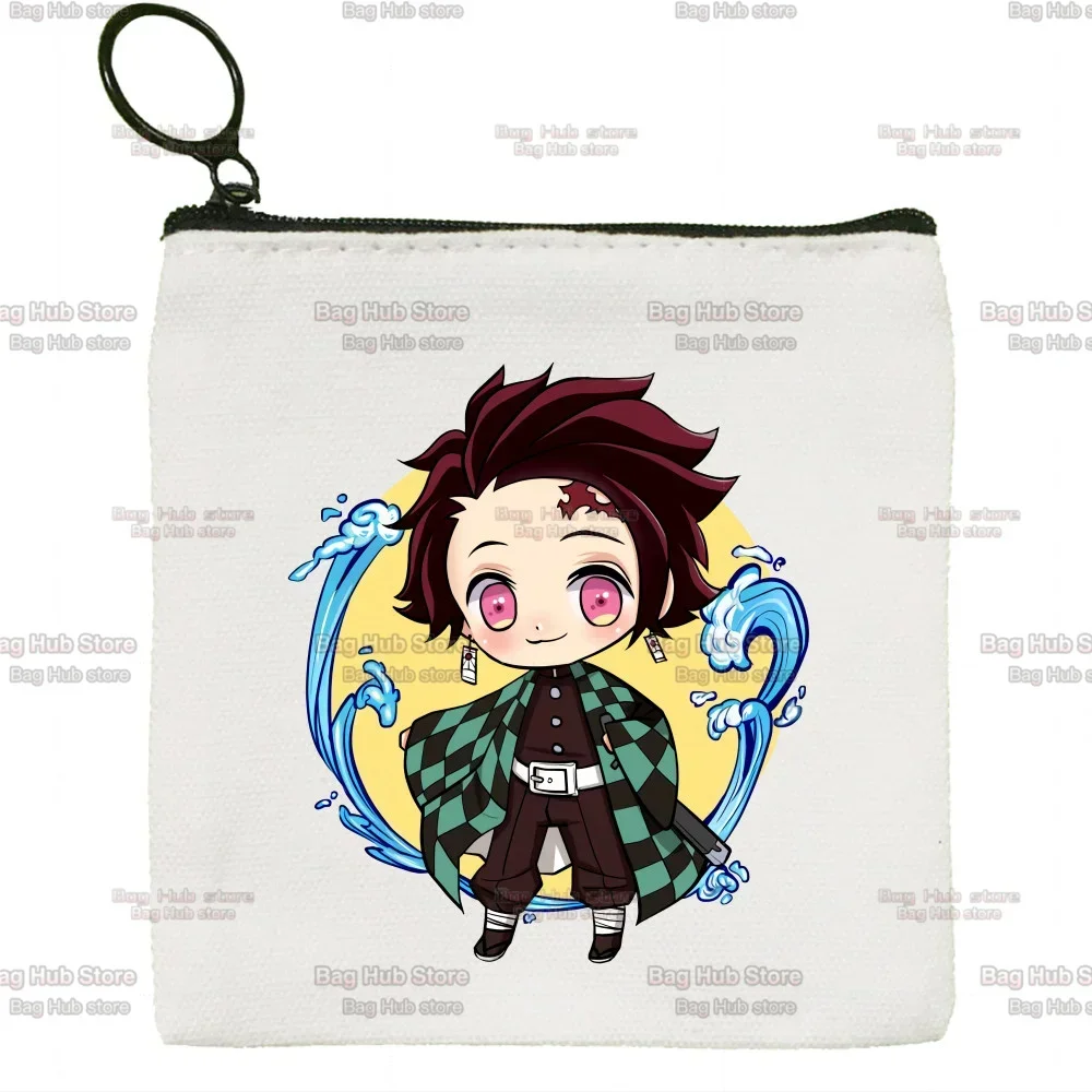 Kimetsu No Yaiba Canvas Creative Small Coin Purse Funny Simple Key Coin Purse for Men and Women Fashion Style Cute Coin Purse