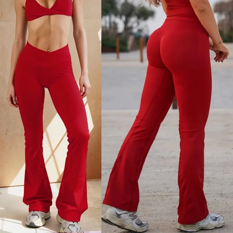 Vision Flares Woman High WaistSeamless Flared Pants Wide-leg Trousers Scrunch Cycling Pants Gym