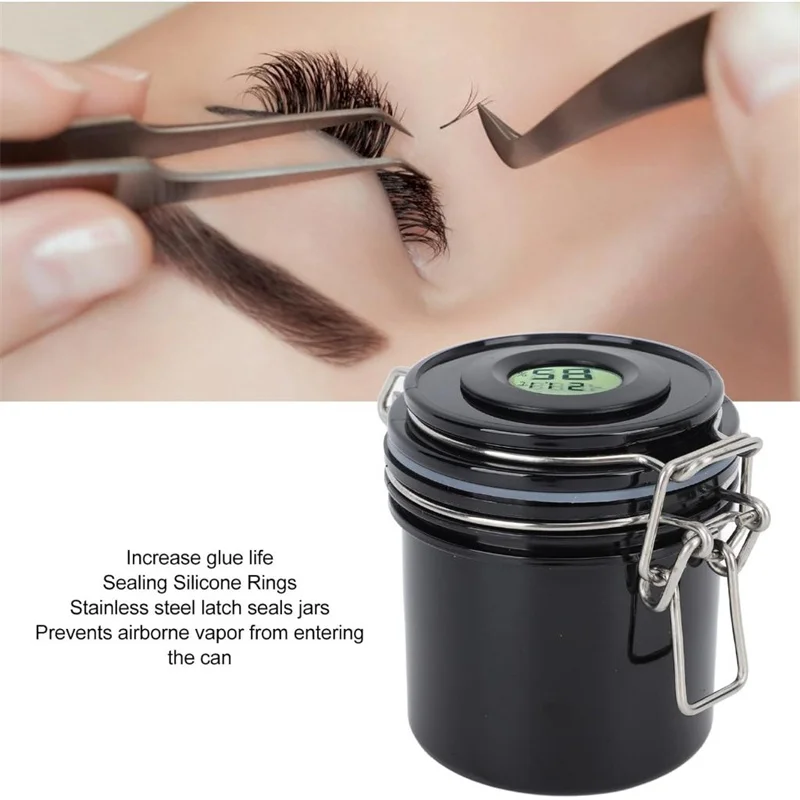 Eyelash Glue Storage Tank With Temperature and Humidity Leak-Proof Stand Storage Jar Professional Eyelash Extension Makeup Tools