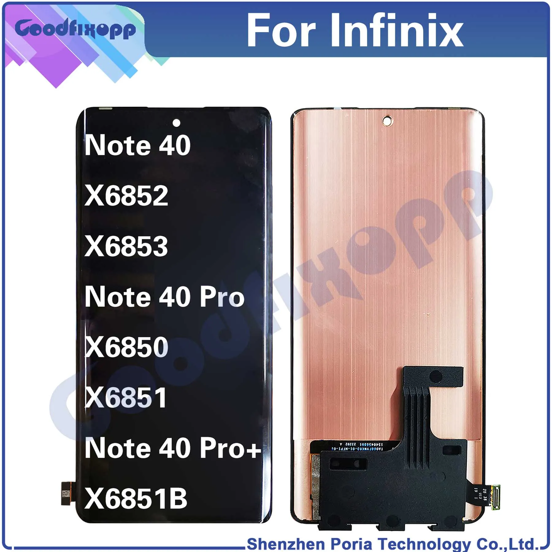 

For Infinix Note 40 Pro + X6853 X6852 X6850 X6851 X6851B LCD Display Touch Screen Digitizer Assembly Repair Parts Replacement