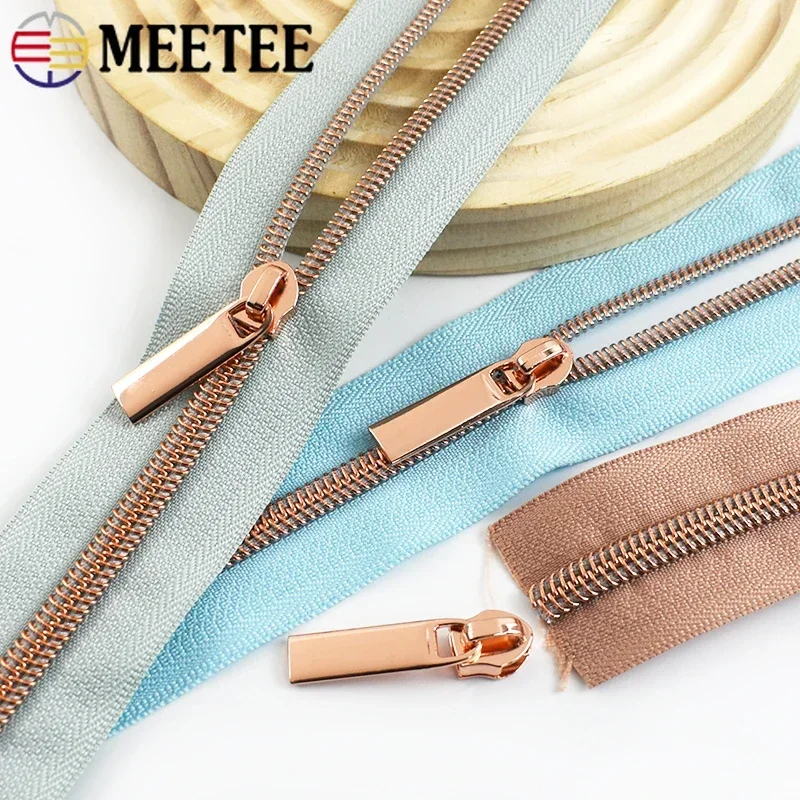 1/2/3Meter Meetee 5# Nylon Zipper By Meters Clothing Zippers Closure Sewing Zip Slider Puller Pocket Roll Zips Craft Closures