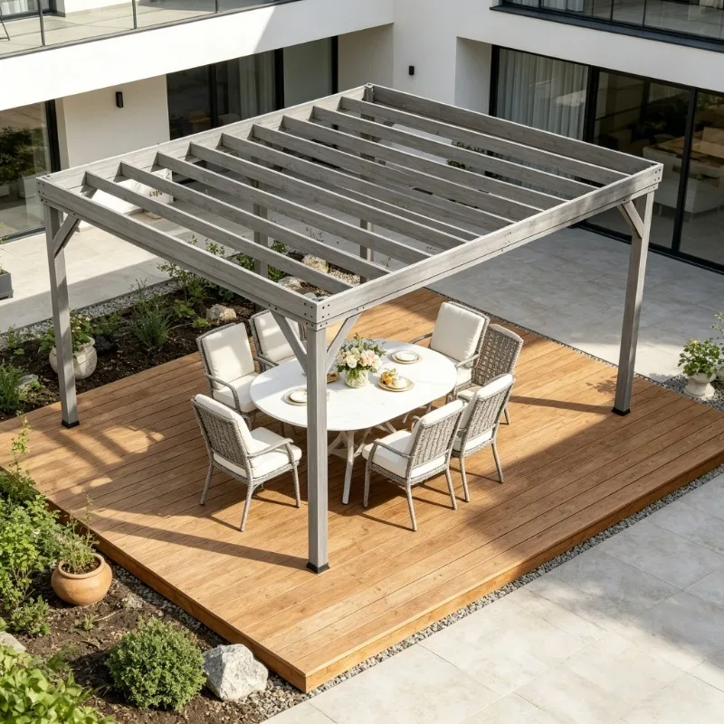 

Пергола из массива дерева 10x10 футов, в деревенском стиле, для виноградной лозы, беседка-укрытие для растений, декор для патио, двора, сада, для вьющихся растений