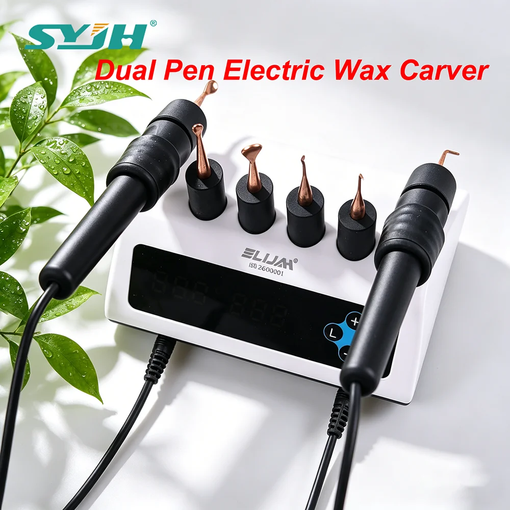 SYJH Dental Dual Pen Electric Wax Carver with 6 Wax Tips Independent Control For Dentistry Carving Molding Wax Equipment Tool