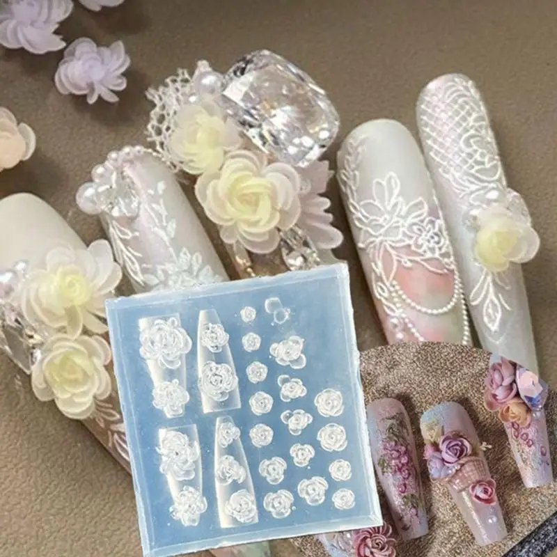 A52E 4pcs Butterfly Flower Silicone Mould Accessory for 3D Art Decoration