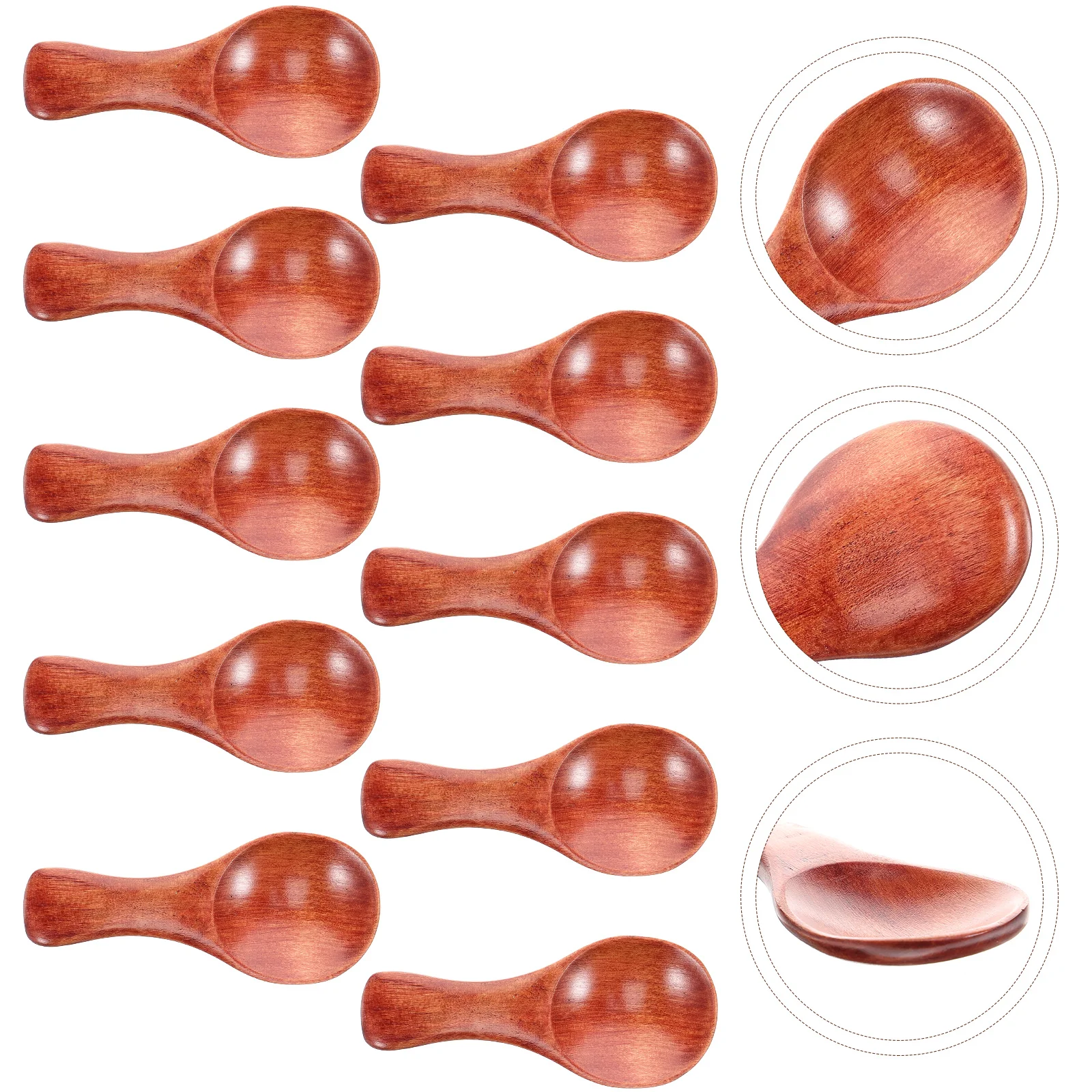 

10 Pcs Wooden Short Handle Tea Spoon Mini for Convenient Ice Cream Nature Spice Spoons Supplies Practical Scoops Household Salt