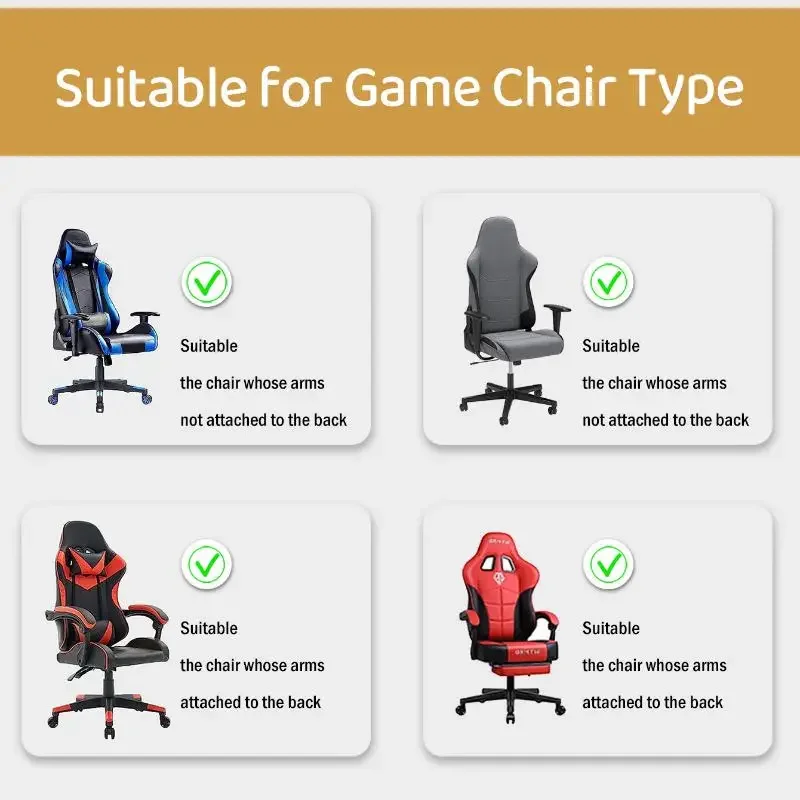 Fashion Simple Home Gaming Chair Cover Universal Computer Game Competitive Seat Backrest Armrest Elastic Swivel Chair Cover