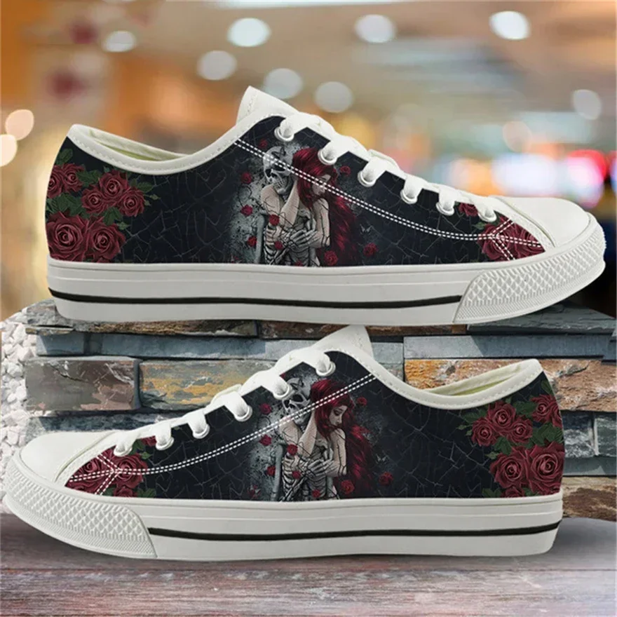 Fashion Style 3D Gothic Sugar Skull Printed Vulcanized Shoes Men Canvas Low Top Flats Casual Breath Sneakers For Teen Boys - view 3