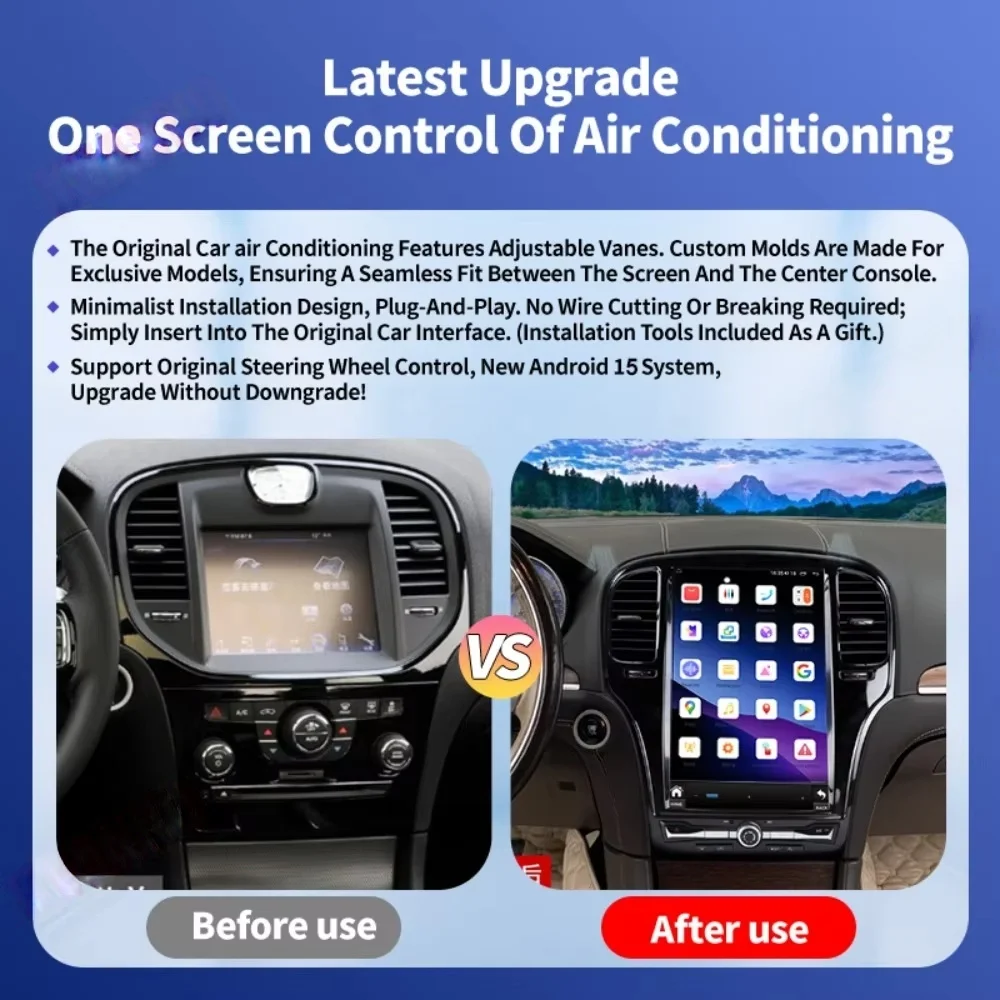 

14.5" Screen Auto Android 13 Car Radio For Chrysler 300 300C 300S 2011 2012-2023 CarPlay Multimedia Stereo Player GPS Navi Head