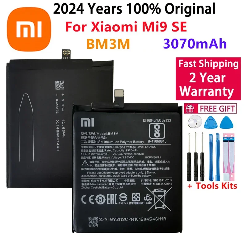 2024 Years Original Replacement Battery For Xiaomi Mi 9 SE Mi9 SE BM3M 3070mAh Genuine Phone Batteries Bateria Fast Shipping