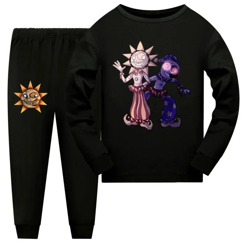 Bear House FNAF Sundrop และ Moondrop ชุดนอนเด็กหญิงการ์ตูนพิมพ์เด็กเสื้อกางเกงชุดเด็กวัยหัดเดินเด็กฤดูใบไม้ผลิ a2025 PPT01..