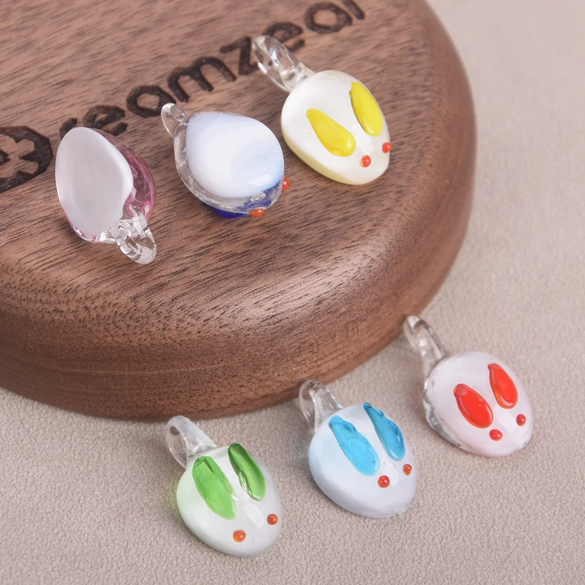 5pcs 12x20mm Rabbit Shape Handmade Lampwork Glass Loose Pendants Beads For Jewelry Making DIY Crafts Findings