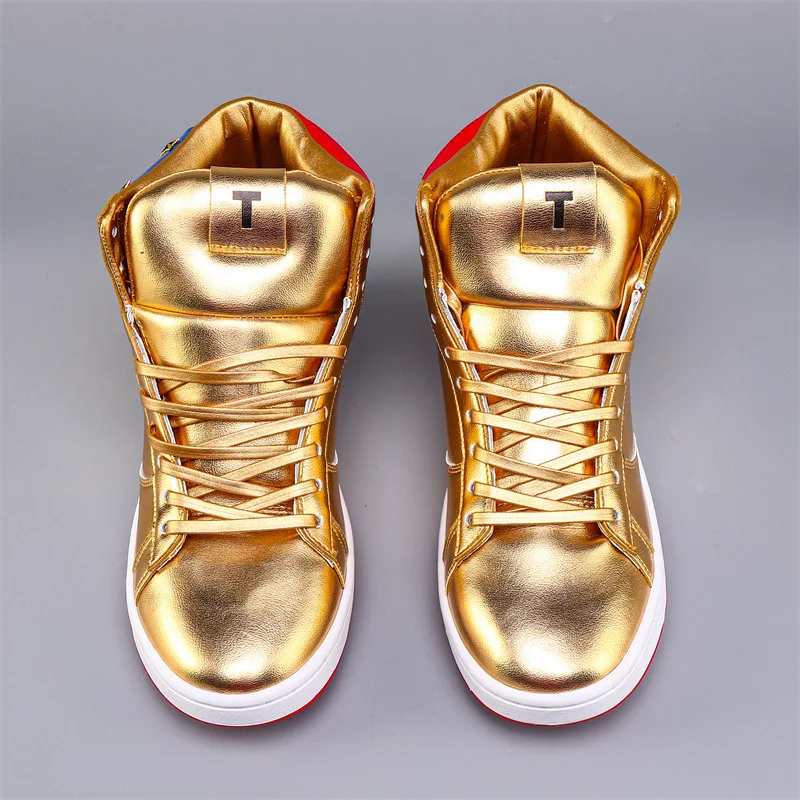 أحذية رياضية ذهبية عصرية للرجال أحذية قتالية غير رسمية أحذية تزلج عالية الجودة أحذية رياضية غير رسمية للرجال أحذية الكاحل
