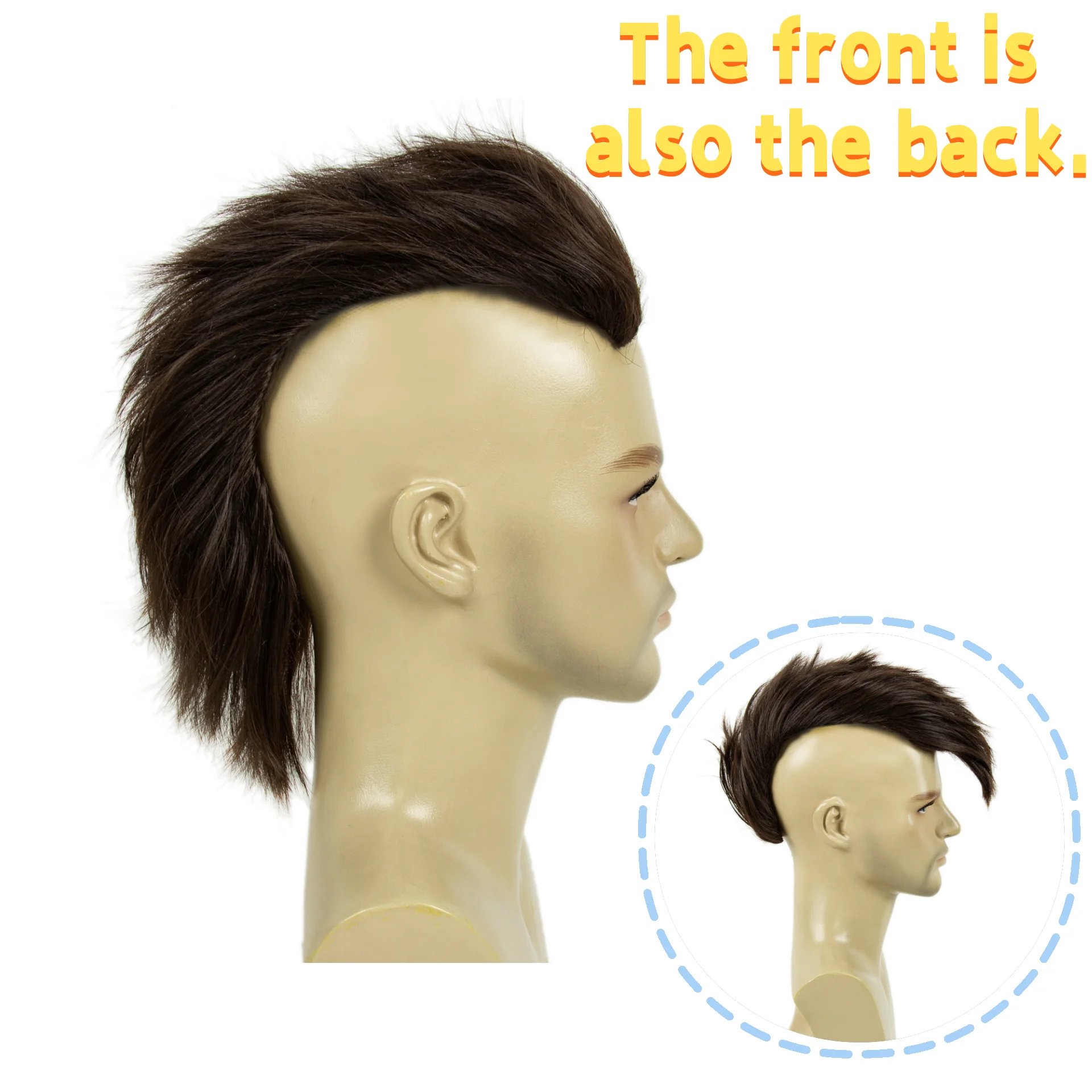 

REEWES мужской парик-ирокез на Хэллоуин коричневого цвета, парики с короткими волосами для взрослых для мужчин, аксессуары для волос из синтетического волокна для косплея