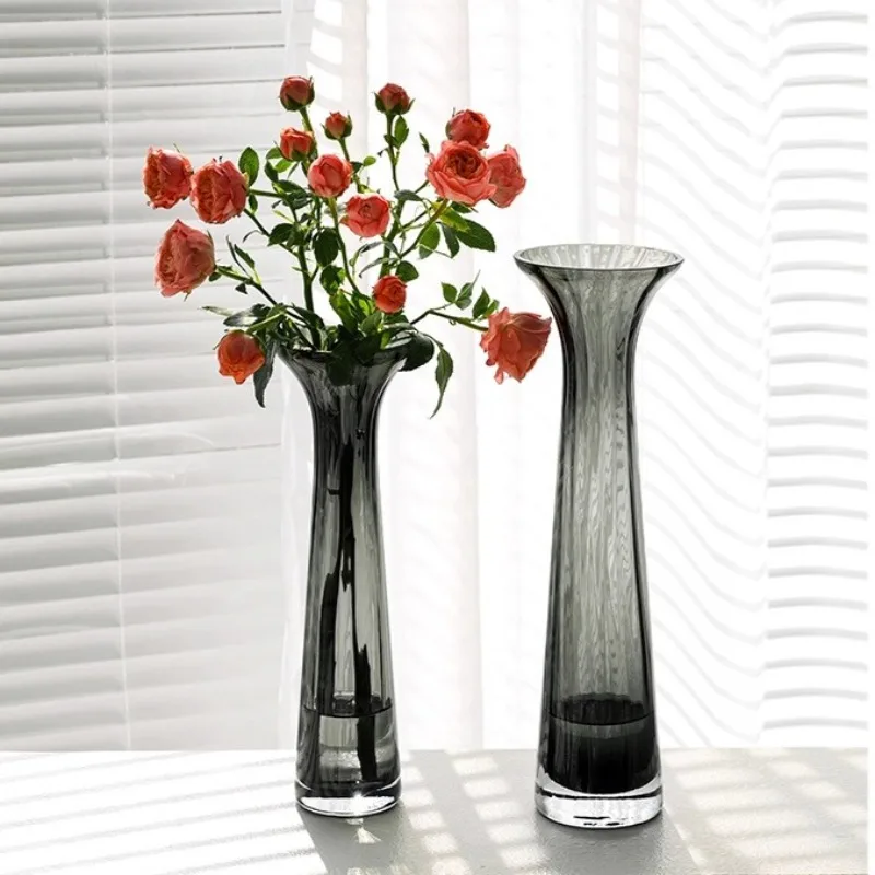 Simple Glass Vase Transparent Hydroponic Dining Table Countertop Modern Decorative Niche Art Ornament Home Decor Jarrones
