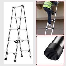 1.8m Multifunction Folding Telescopic Ladder Climbing Herringbone Ladder Household Folding Ladder Aluminum Step Ladders Stable S