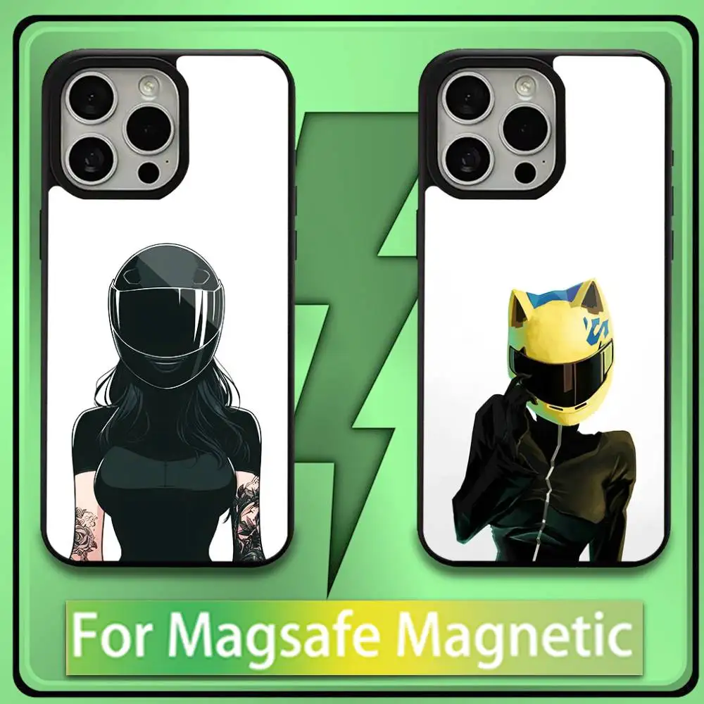 

Female motorcycle rider Phone Case For iPhone17,16,15,14,13,12,11,Plus,Pro,Max,Mini Soft Magesafe Magnetic Wireless Charge