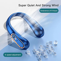 Portable mini neckband fan, USB charging 1200mAh long endurance fan, digital display, turbocharged cooling bladeless fan